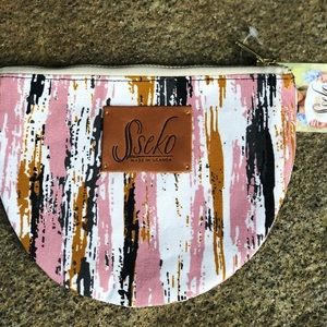 Sseko Fabric Moon Clutch - Pink, Gray, Tan